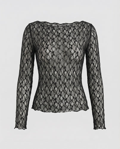 Ladies delicate lace long sleeve blouse