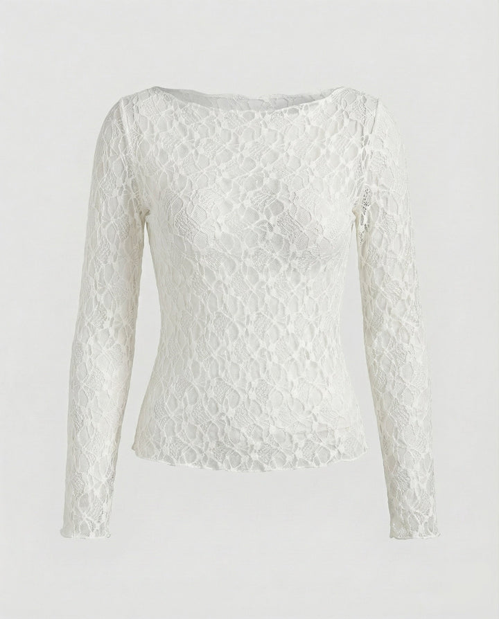 Ladies delicate lace long sleeve blouse