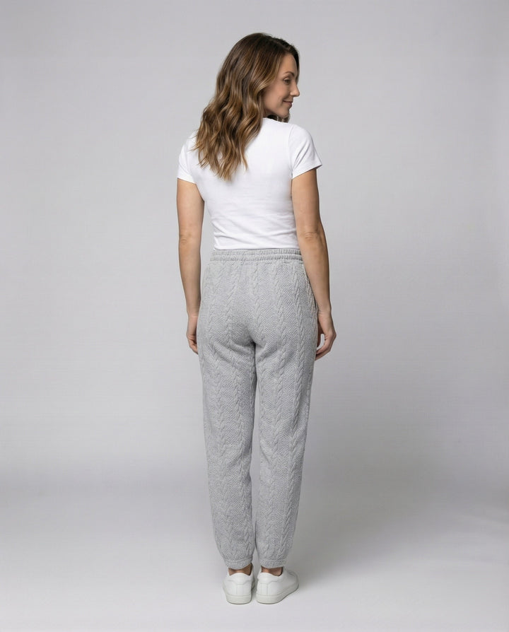 Women's braided knit lounge pants with drawstring