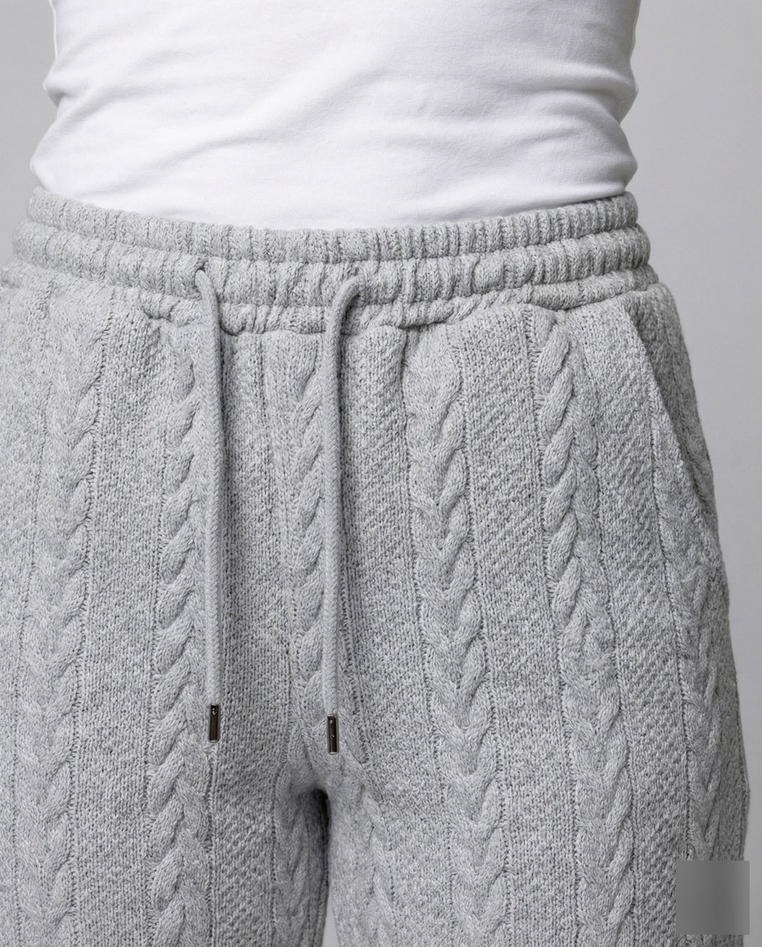 Women's braided knit lounge pants with drawstring