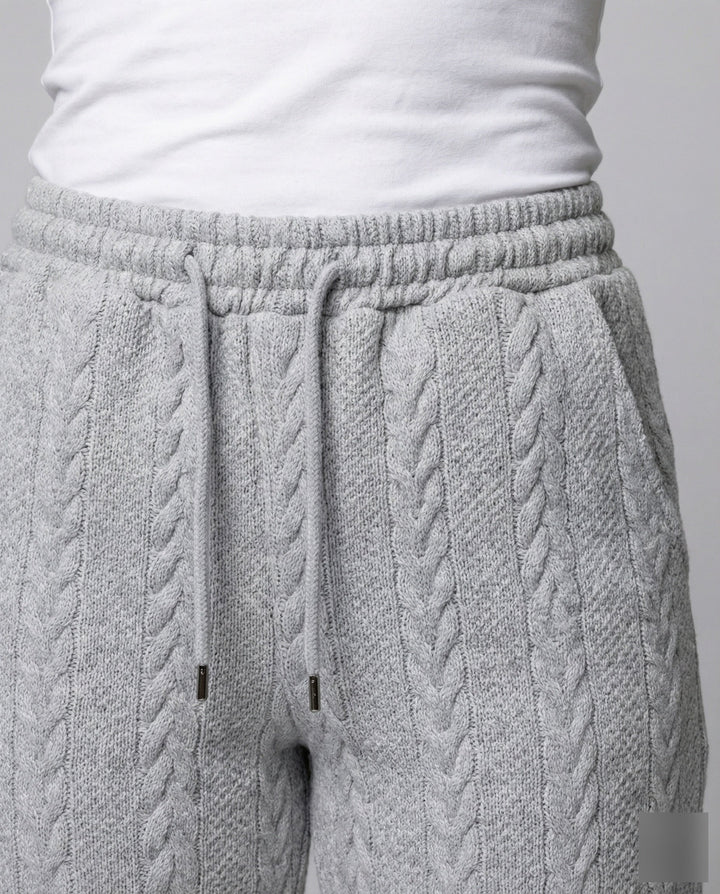 Women's braided knit lounge pants with drawstring