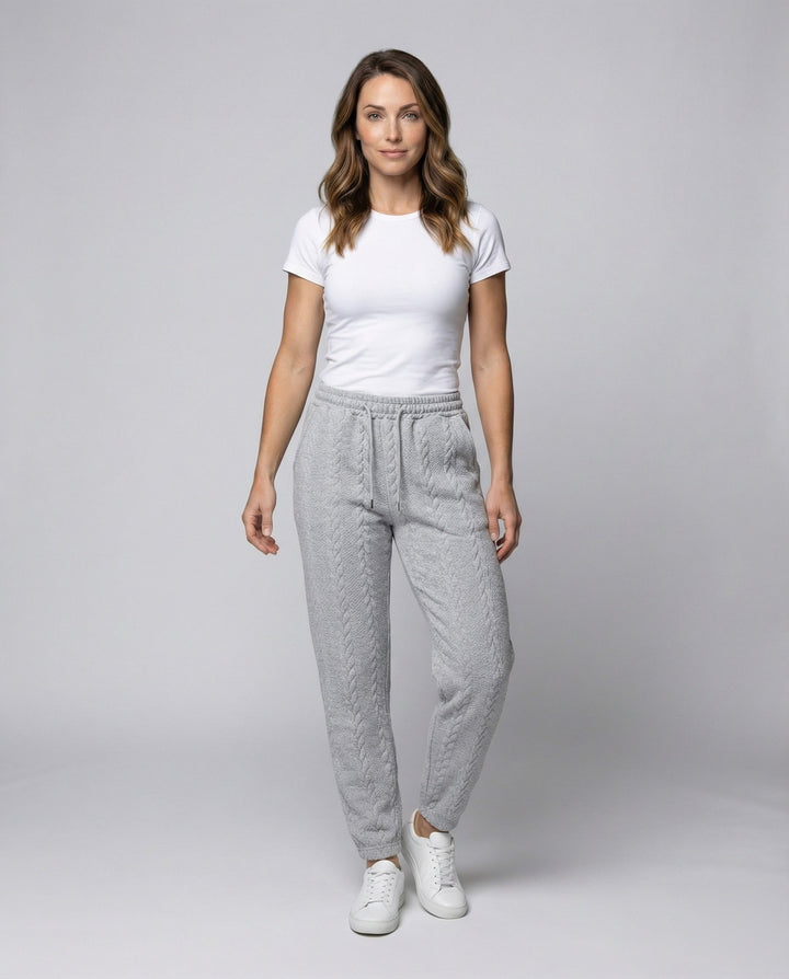 Women's braided knit lounge pants with drawstring