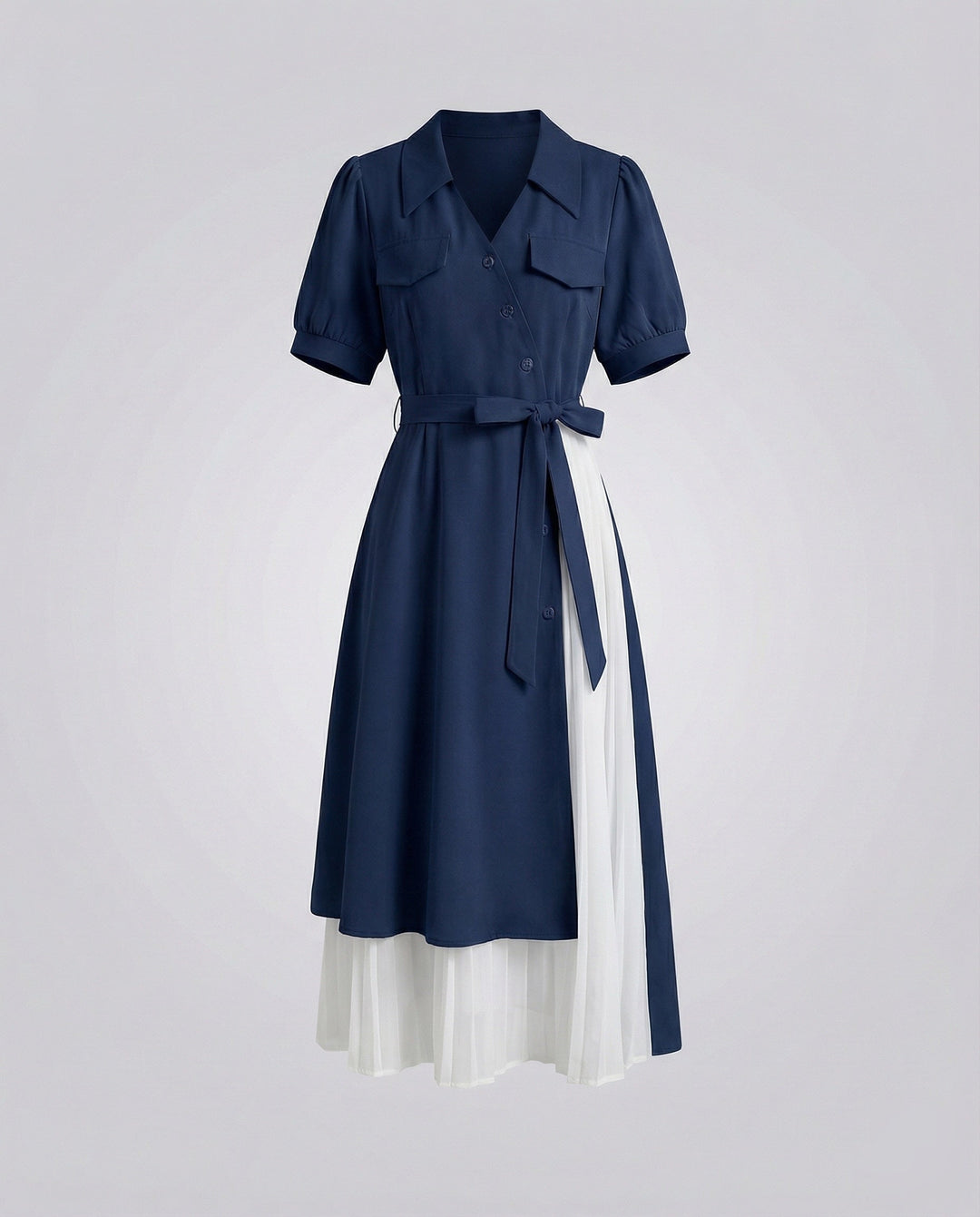Women's two-layer shirt dress with pleated underskirt