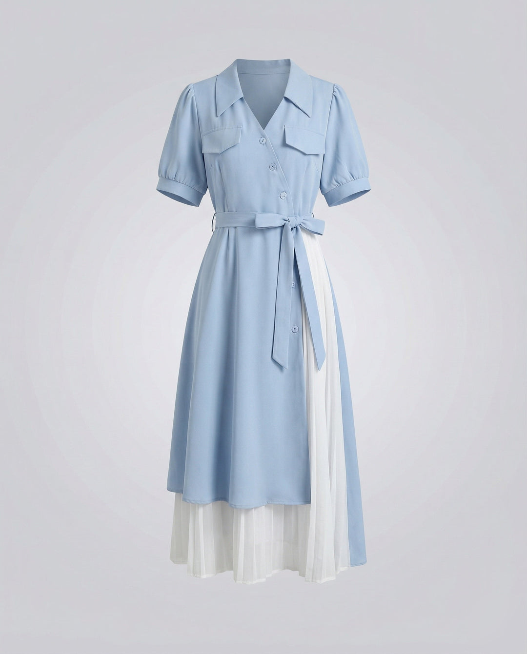 Women's two-layer shirt dress with pleated underskirt