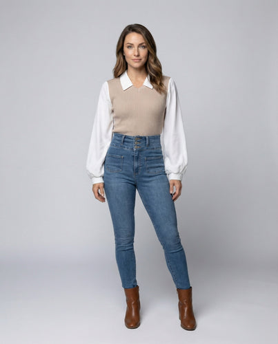 Women's two-piece layered look set with pullover