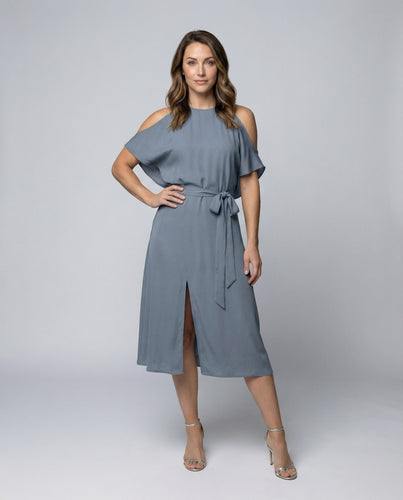 Women's two-piece midi dress with cape