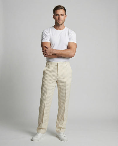 Men's elegant waffle texture pants