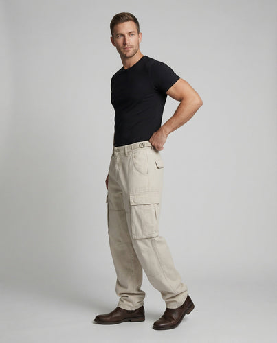 Men's wide cargo pleat trousers