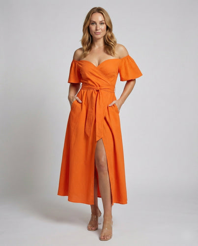 Women's asymmetrical midi dress with tiered skirt
