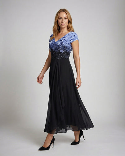 Women's embroidered V-neck evening dress