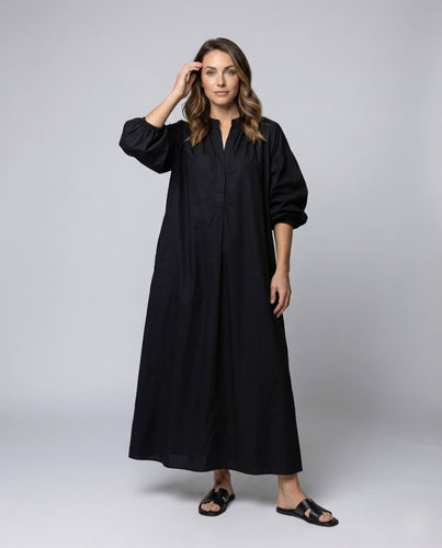 Women's floor-length oversized shirt dress