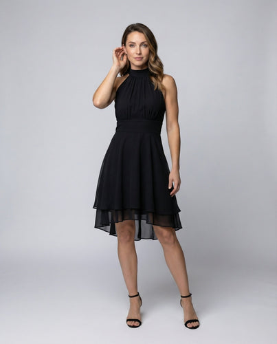 Women's Chiffon Cocktail Dress with Ruffle Hem