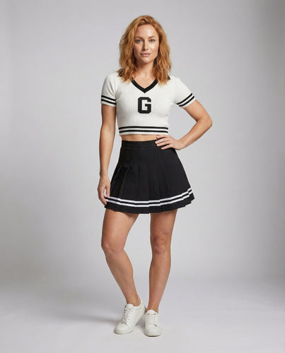 Ladies college-inspired knit two-piece