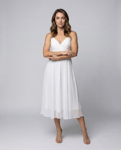 Ladies elegant chiffon pleated maxi dress