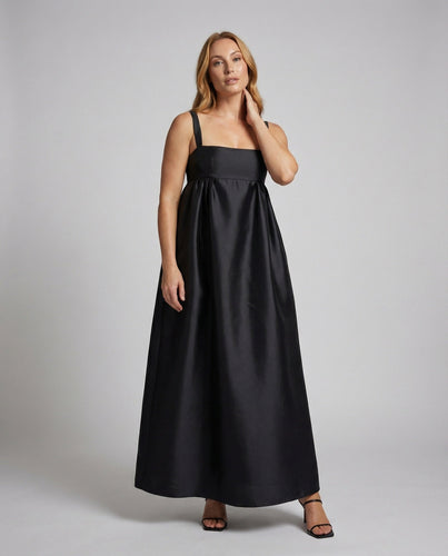 Ladies elegant satin maxi dress with empire waist