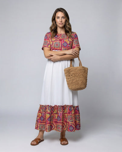 Women Empire Maxi Dress with Ruffle Hem