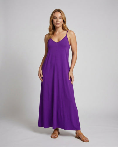 Women relaxed A-line maxi jersey dress