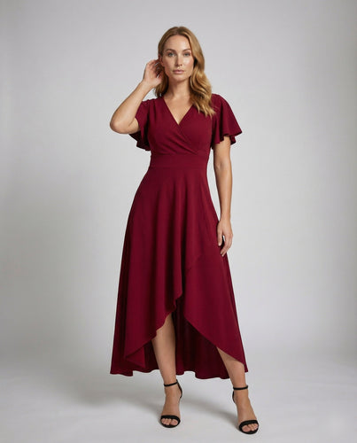 Women's festive midi dress with wing sleeves