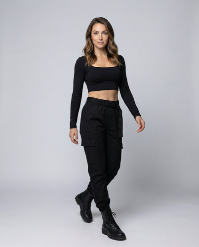 Women's fitted crop top with square neckline