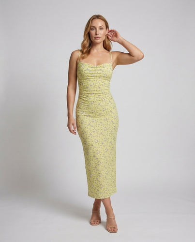 Women's figure-hugging floral maxi dress