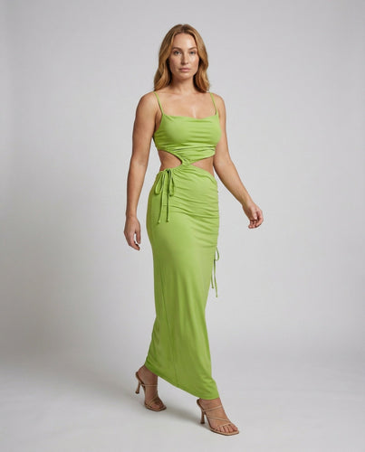 Women's slit maxi dress with knot lacing