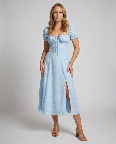 Women's fitted midi dress in country house style