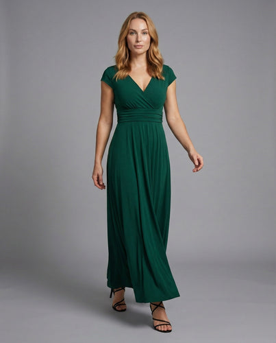 Ladies flowing chiffon maxi dress with pleated skirt