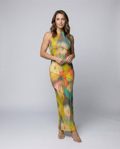 Ladies shaping high-neck floor-length dress made of jersey