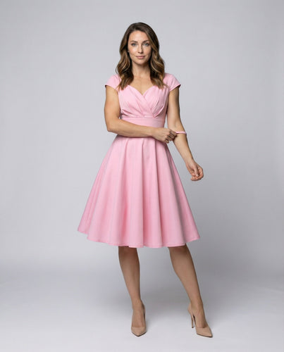 Women's Fifties Swing Midi Dress with Flared Skirt