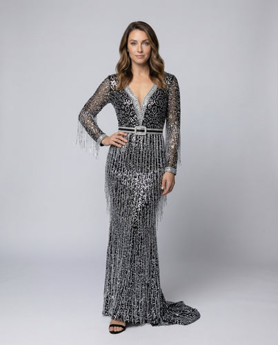Ladies' Gala Mermaid Dress with Pearl Fringe