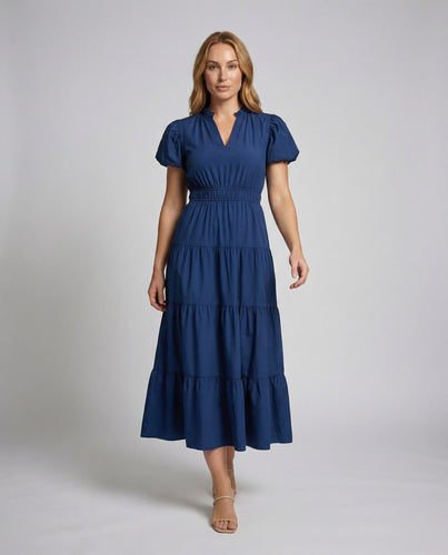 Ladies ankle-length cotton maxi with ruffled tiers