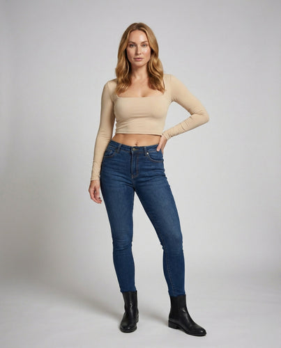 Women’s cropped long-sleeve shirt with shape stretch