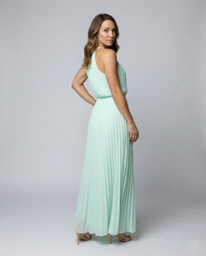 Women's long pleated gala maxi dress