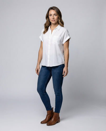 Women's casual short sleeve blouse in oversized style