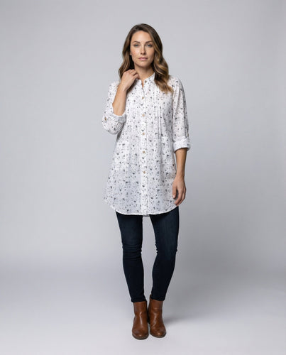 Women's Casual Tunic Blouse in Linen Look