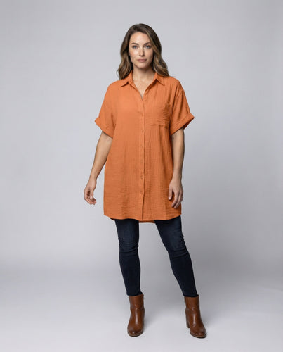 Women's casual shirt mini dress in oversized silhouette