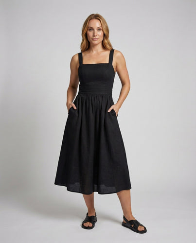 Women's lightweight midi dress with square bustier section