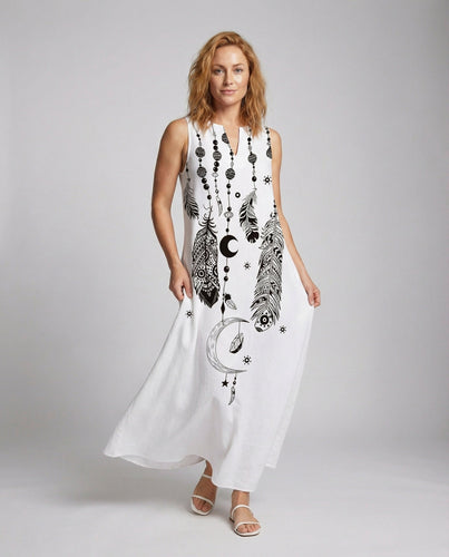 Ladies airy maxi dress with dreamcatcher print