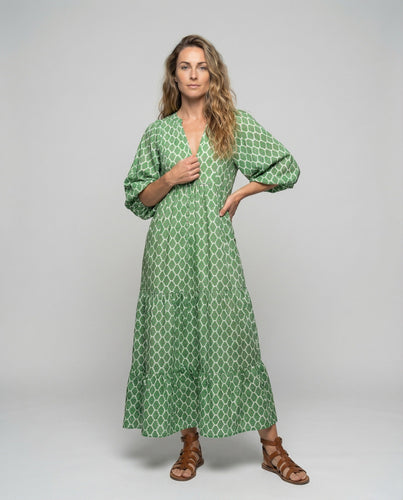 Women airy tiered maxi dress with ruffle sleeves