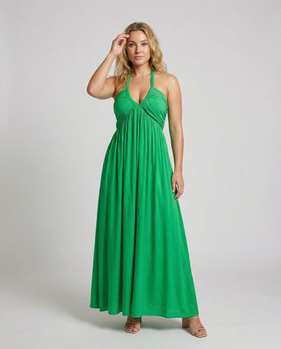 Women's empire-style maxi dress with halter tie