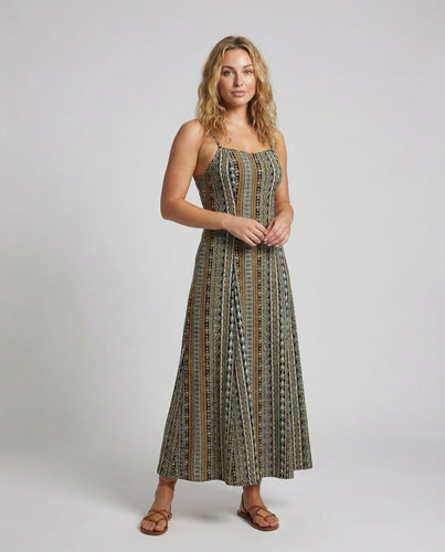 Women's maxi dress with ethnic stripe pattern