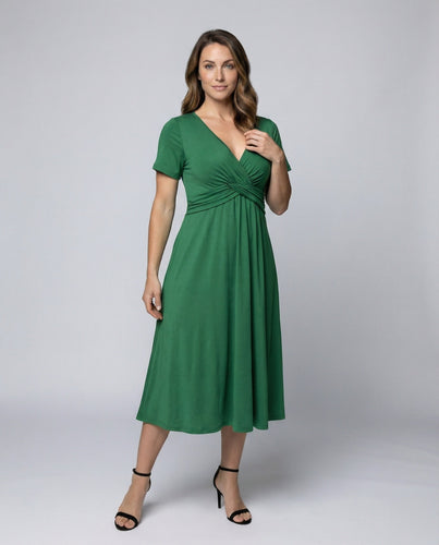 Women's Jersey Midi Dress with Twisted Waistband