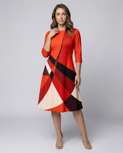 Women's midi dress with geometric pattern