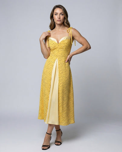 Women Satin Midi Dress with Heart Bustier