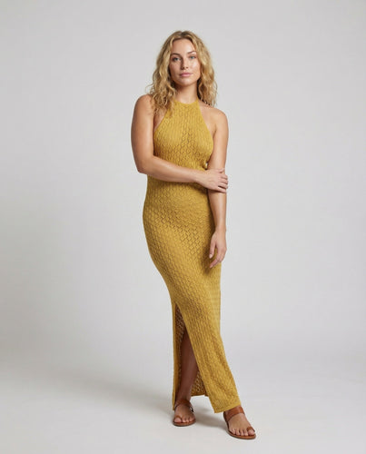 Women's fitted halter neck knit dress
