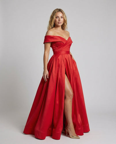 Women's opulent off-shoulder evening dress