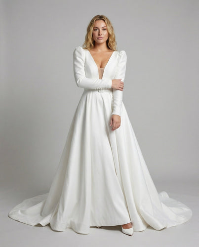Women’s puristic Mikado wedding dress
