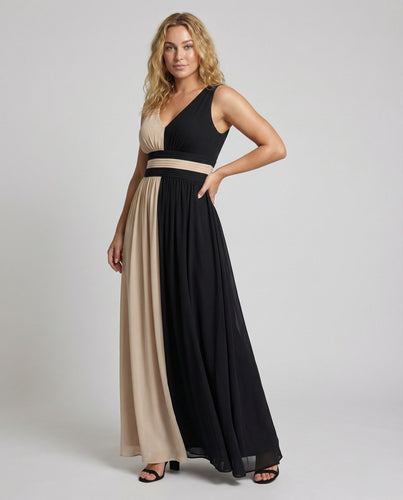 Women refined pleated evening gown