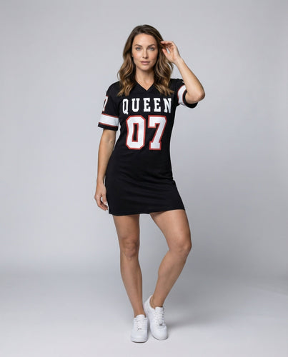 Ladies sporty loose T-shirt dress with front print
