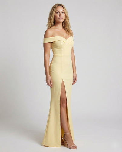 Women's fitted evening maxi dress with cross bustier